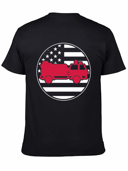 Fire Truck American Flag Graphic Tee