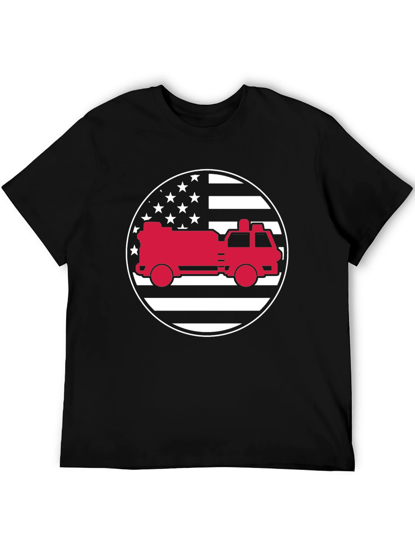 Fire Truck American Flag Graphic Tee