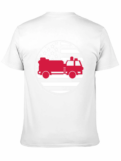 Fire Truck American Flag Graphic Tee