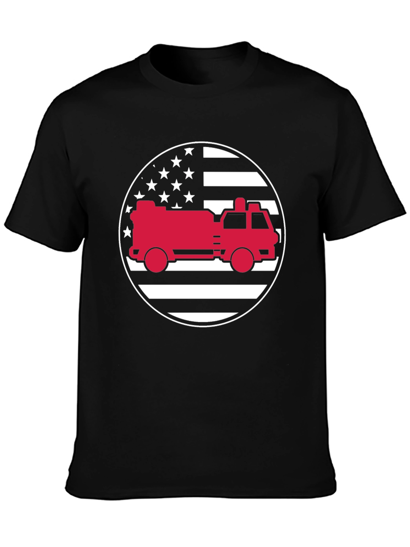 Fire Truck American Flag Graphic Tee