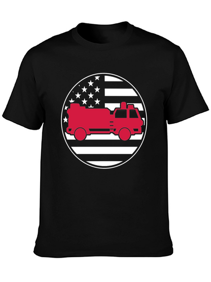 Fire Truck American Flag Graphic Tee