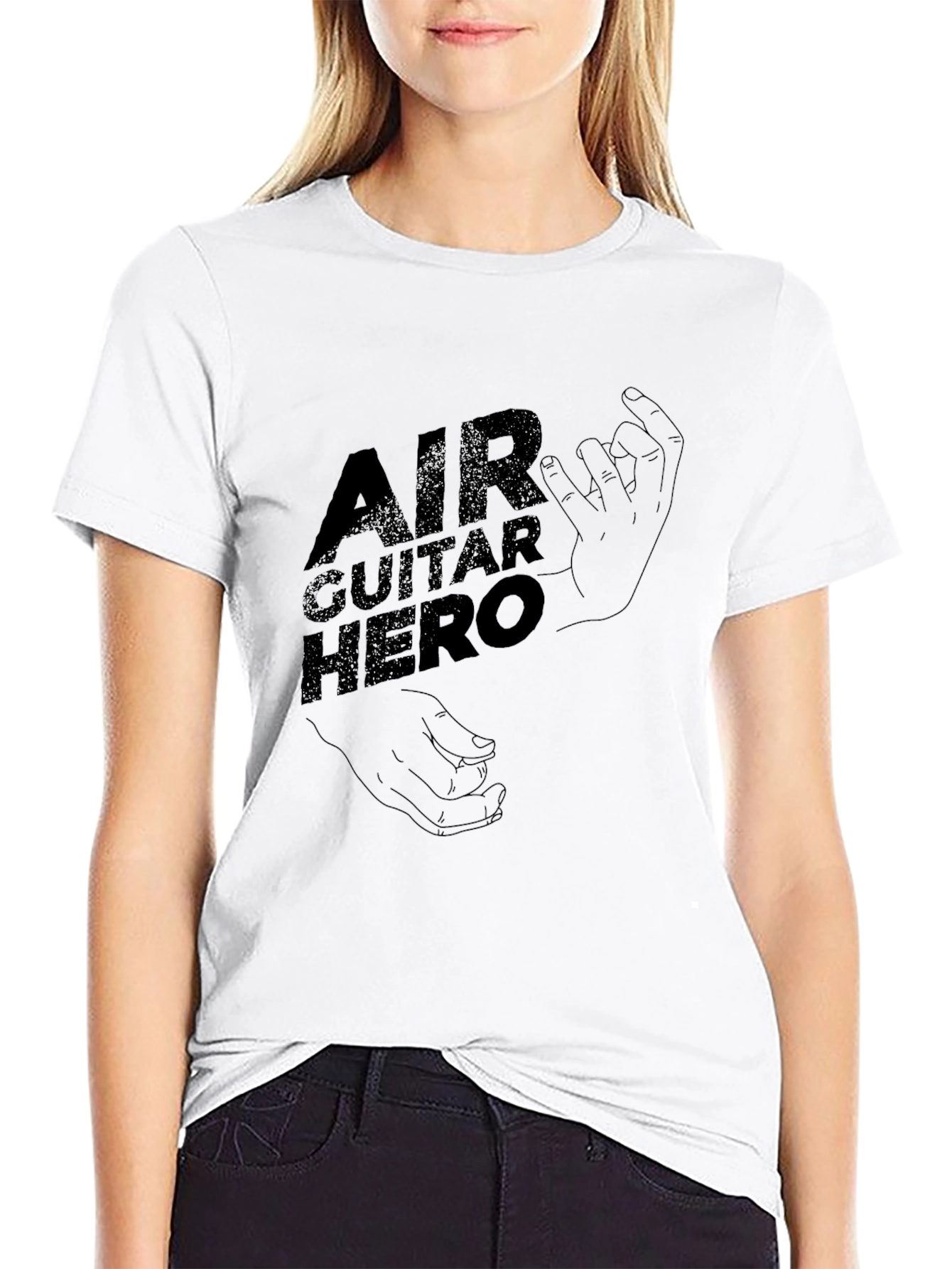 Air Guitar Hero Black Tee - Music Fan