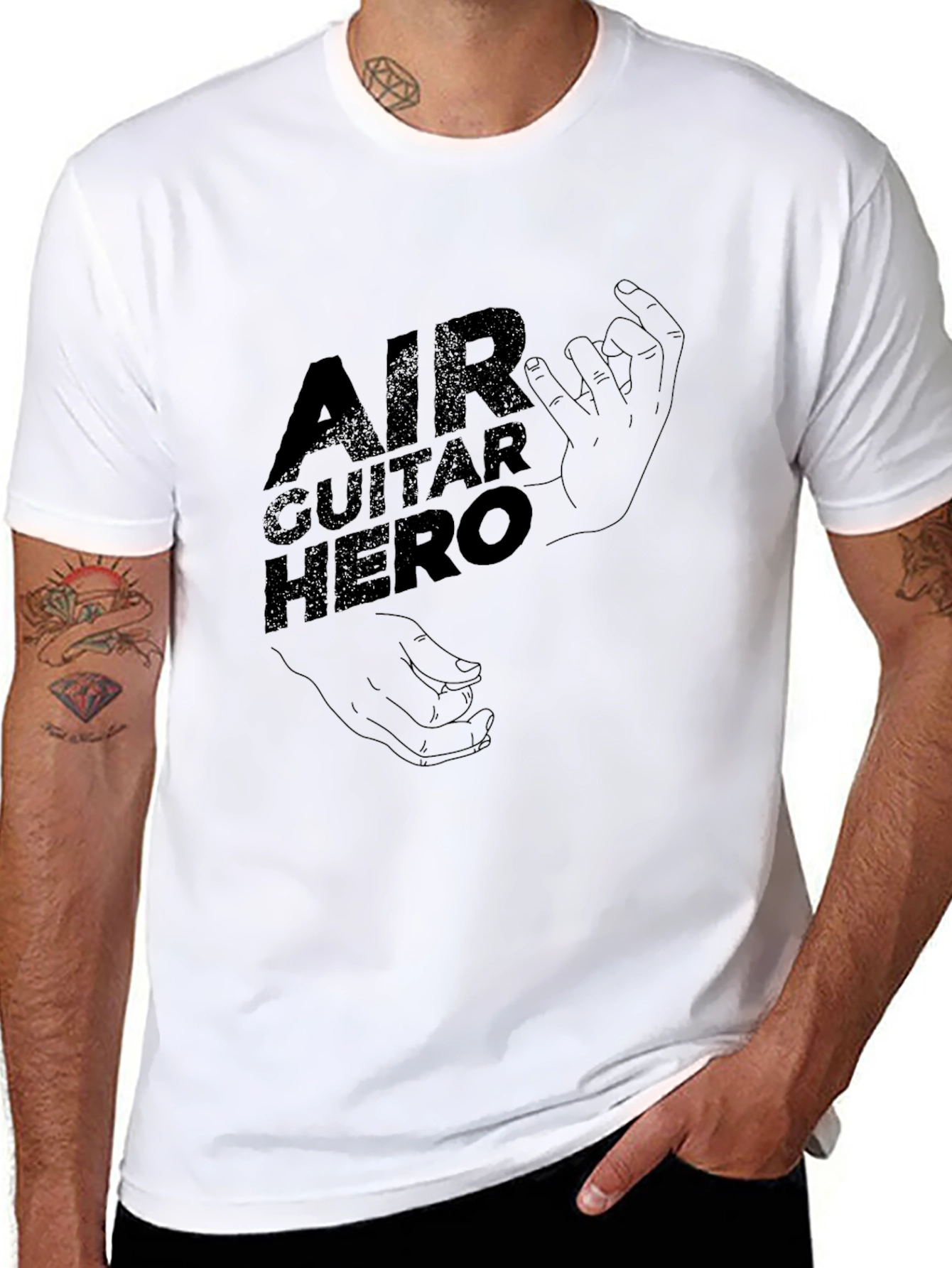 Air Guitar Hero Black Tee - Music Fan