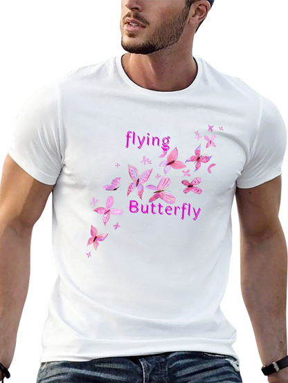 Butterfly Graphic Tee - Pink Floral Design
