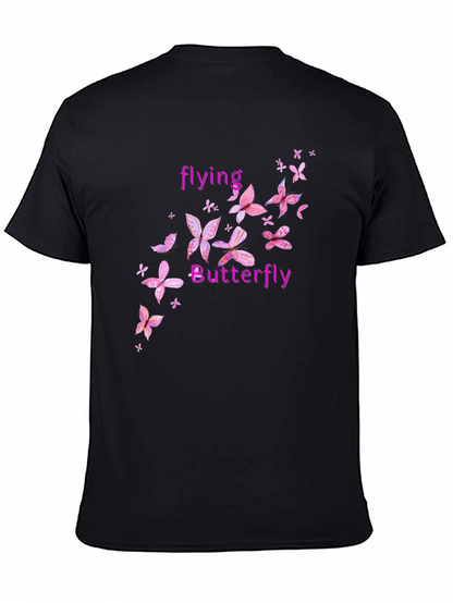 Butterfly Graphic Tee - Pink Floral Design