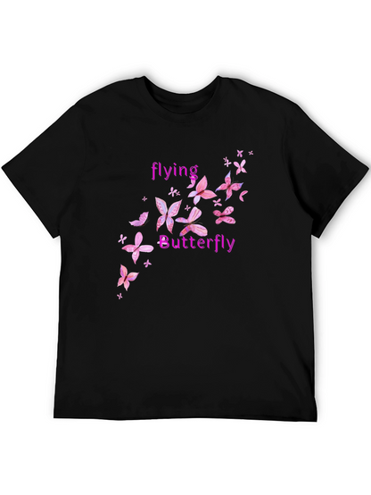 Butterfly Graphic Tee - Pink Floral Design