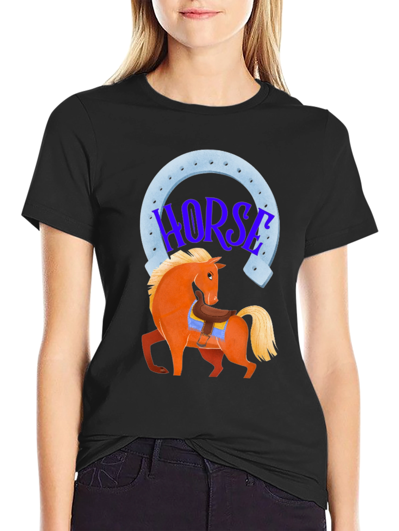 Horse Graphic Tee - Lucky Horseshoe Design