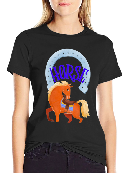 Horse Graphic Tee - Lucky Horseshoe Design