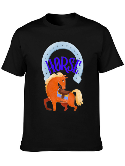 Horse Graphic Tee - Lucky Horseshoe Design