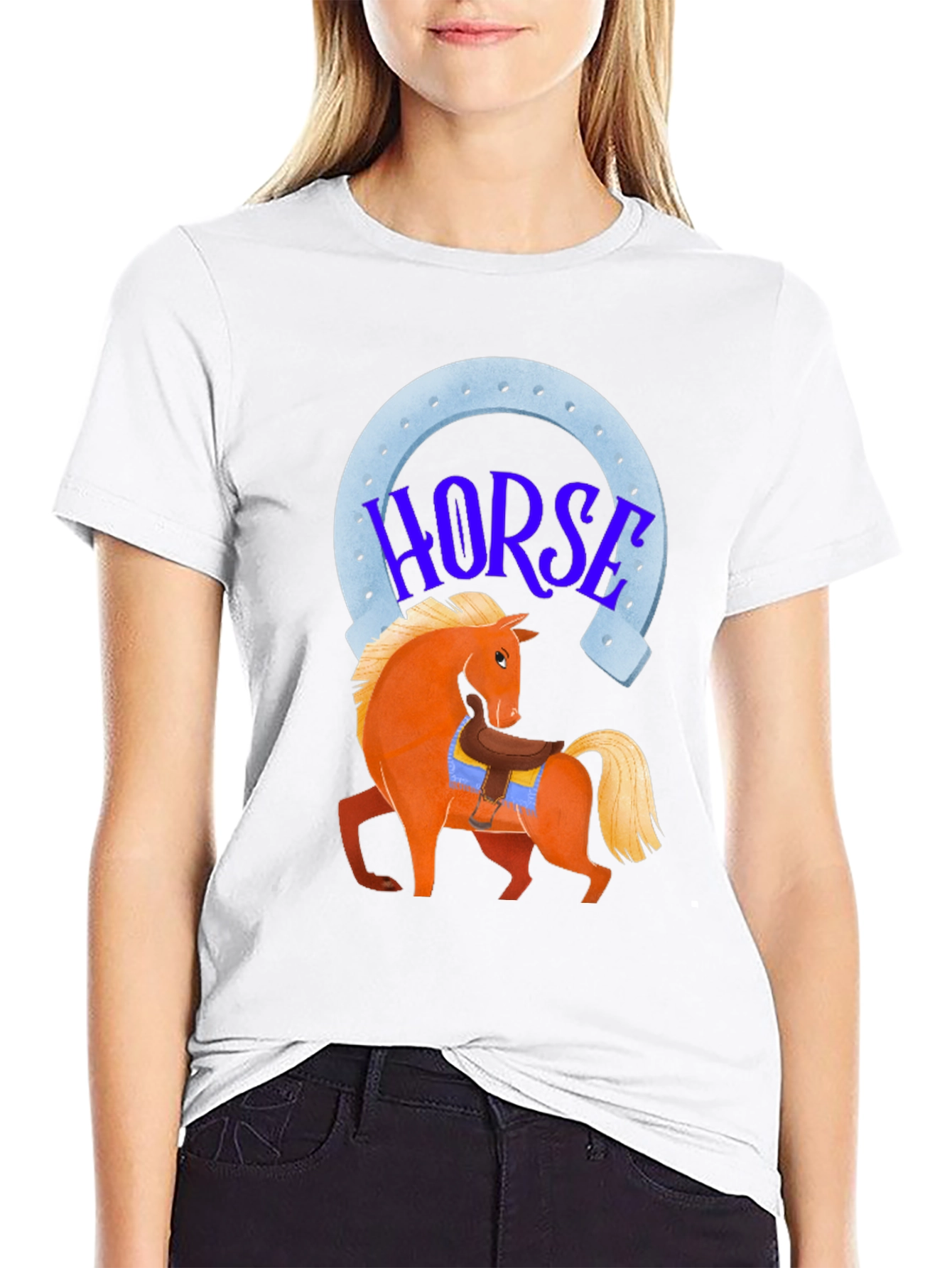 Horse Graphic Tee - Lucky Horseshoe Design