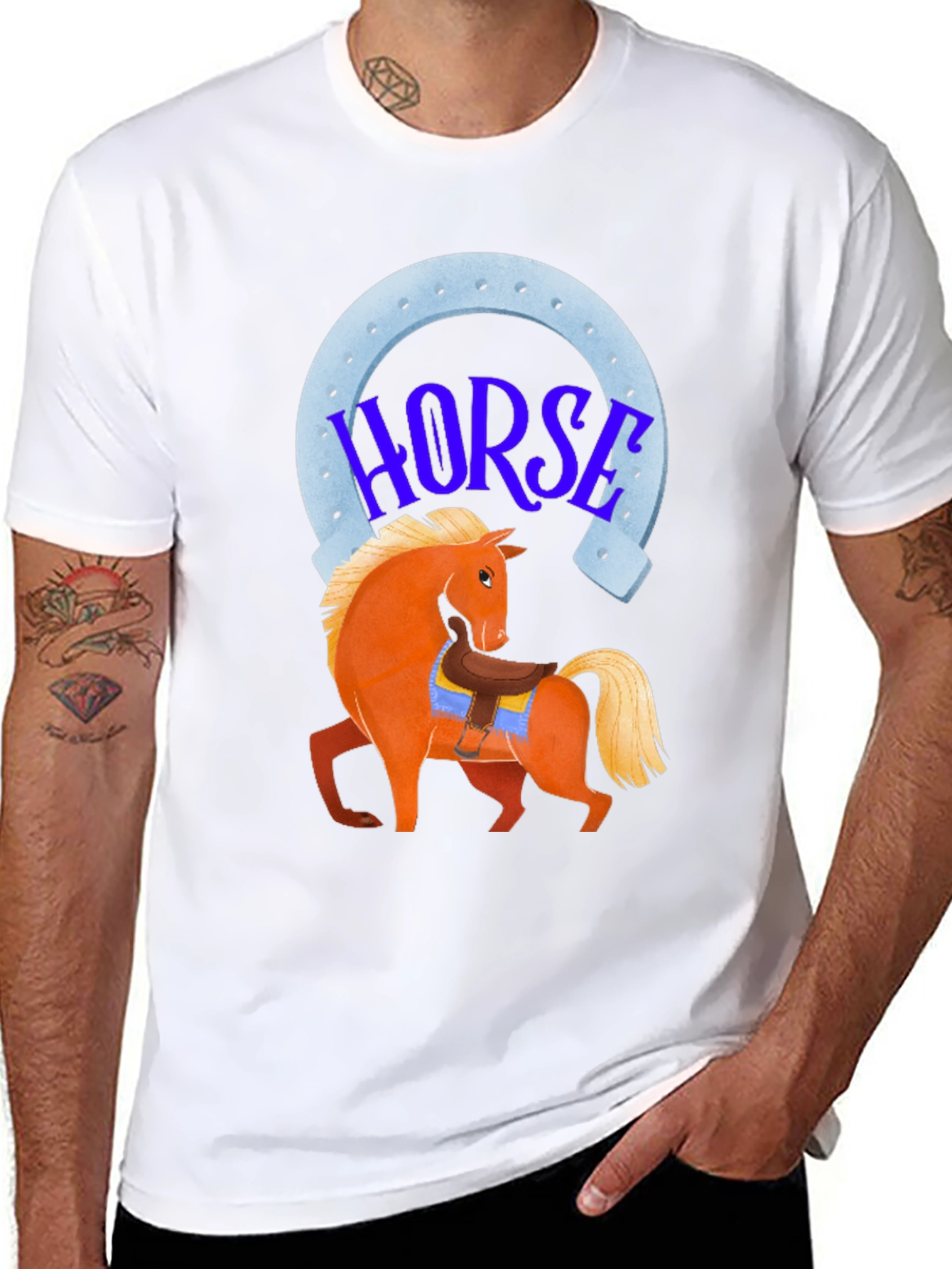 Horse Graphic Tee - Lucky Horseshoe Design