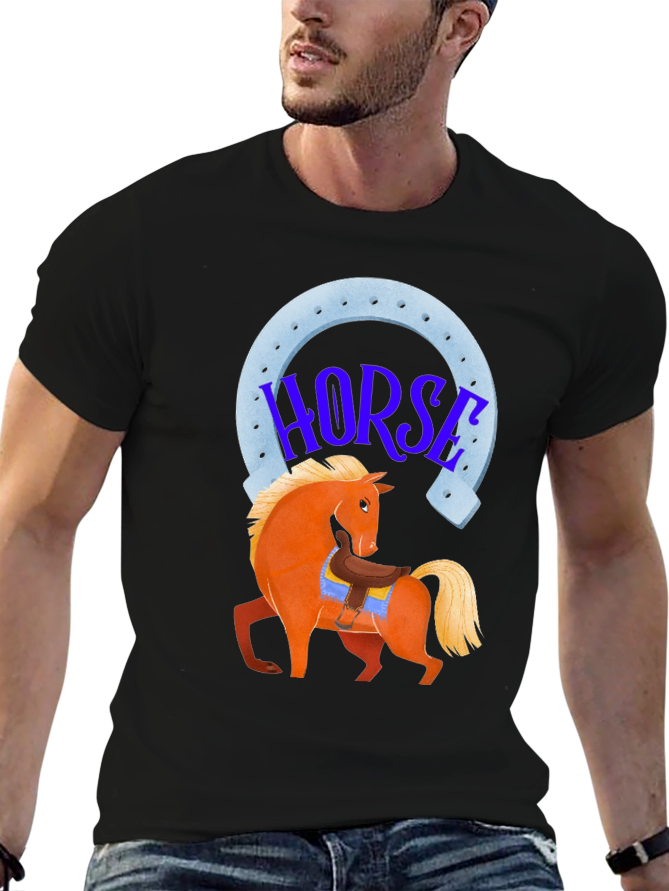 Horse Graphic Tee - Lucky Horseshoe Design