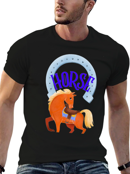 Horse Graphic Tee - Lucky Horseshoe Design
