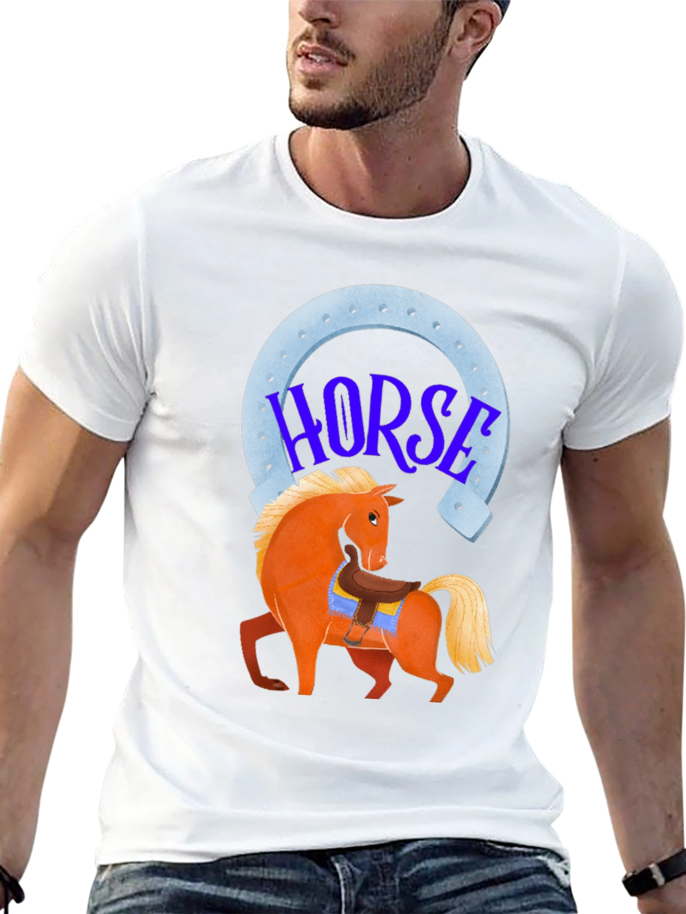 Horse Graphic Tee - Lucky Horseshoe Design