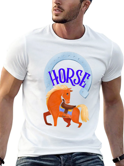 Horse Graphic Tee - Lucky Horseshoe Design