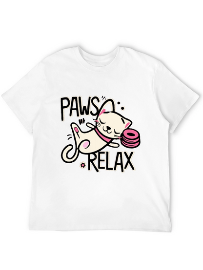 Paws and Relax Cat Graphic T-Shirt
