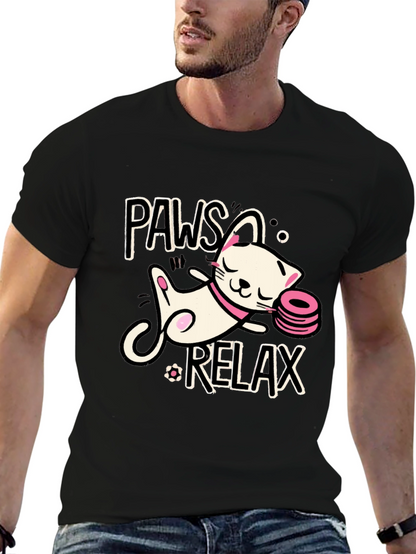 Paws and Relax Cat Graphic T-Shirt
