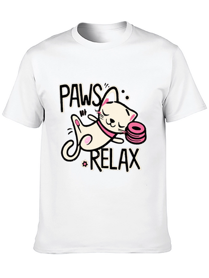 Paws and Relax Cat Graphic T-Shirt
