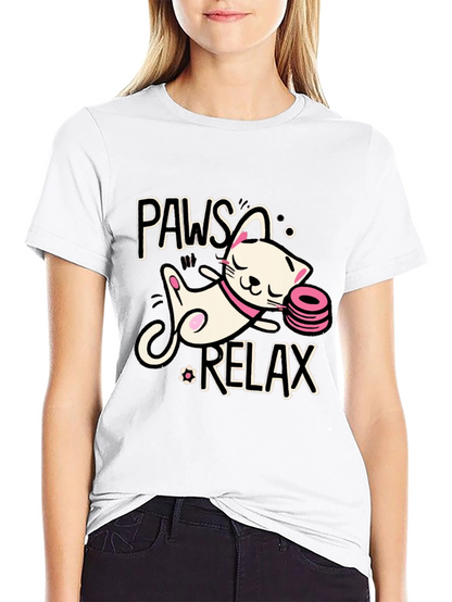 Paws and Relax Cat Graphic T-Shirt