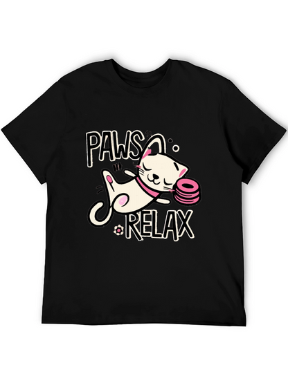 Paws and Relax Cat Graphic T-Shirt