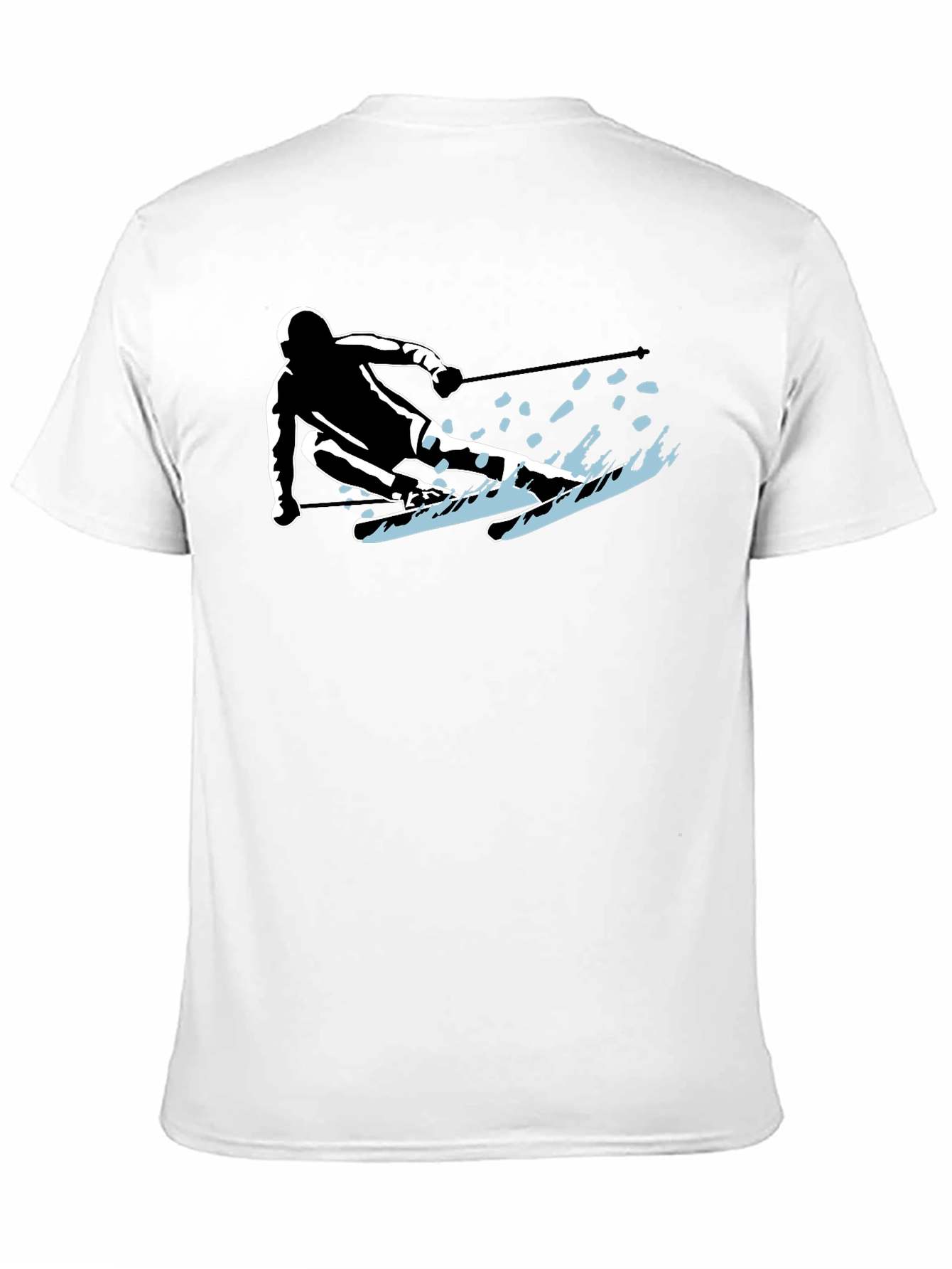 Skiing Silhouette Graphic Tee - Sporty Black T-Shirt