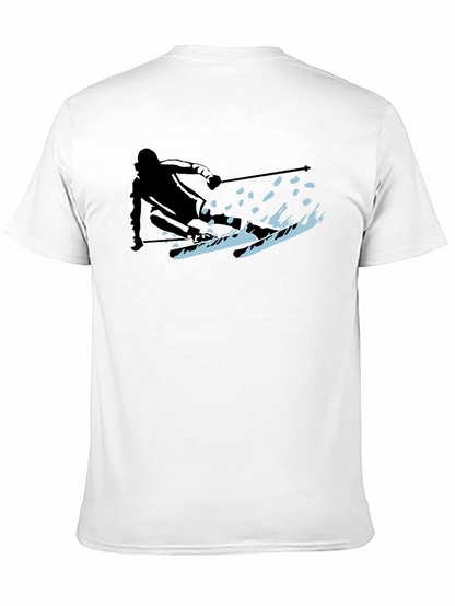 Skiing Silhouette Graphic Tee - Sporty Black T-Shirt