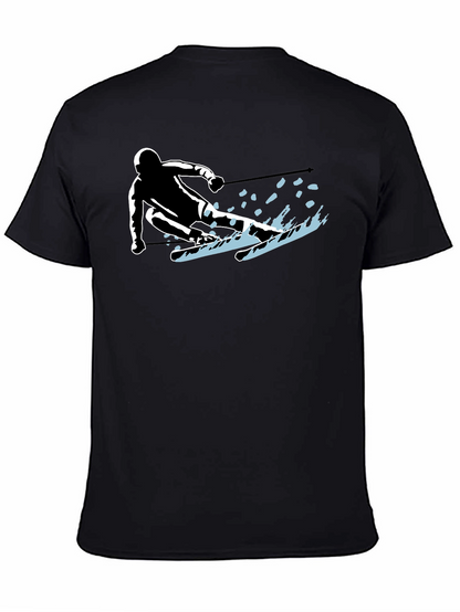 Skiing Silhouette Graphic Tee - Sporty Black T-Shirt