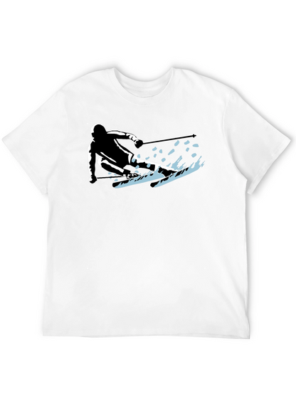 Skiing Silhouette Graphic Tee - Sporty Black T-Shirt