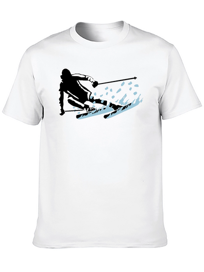 Skiing Silhouette Graphic Tee - Sporty Black T-Shirt