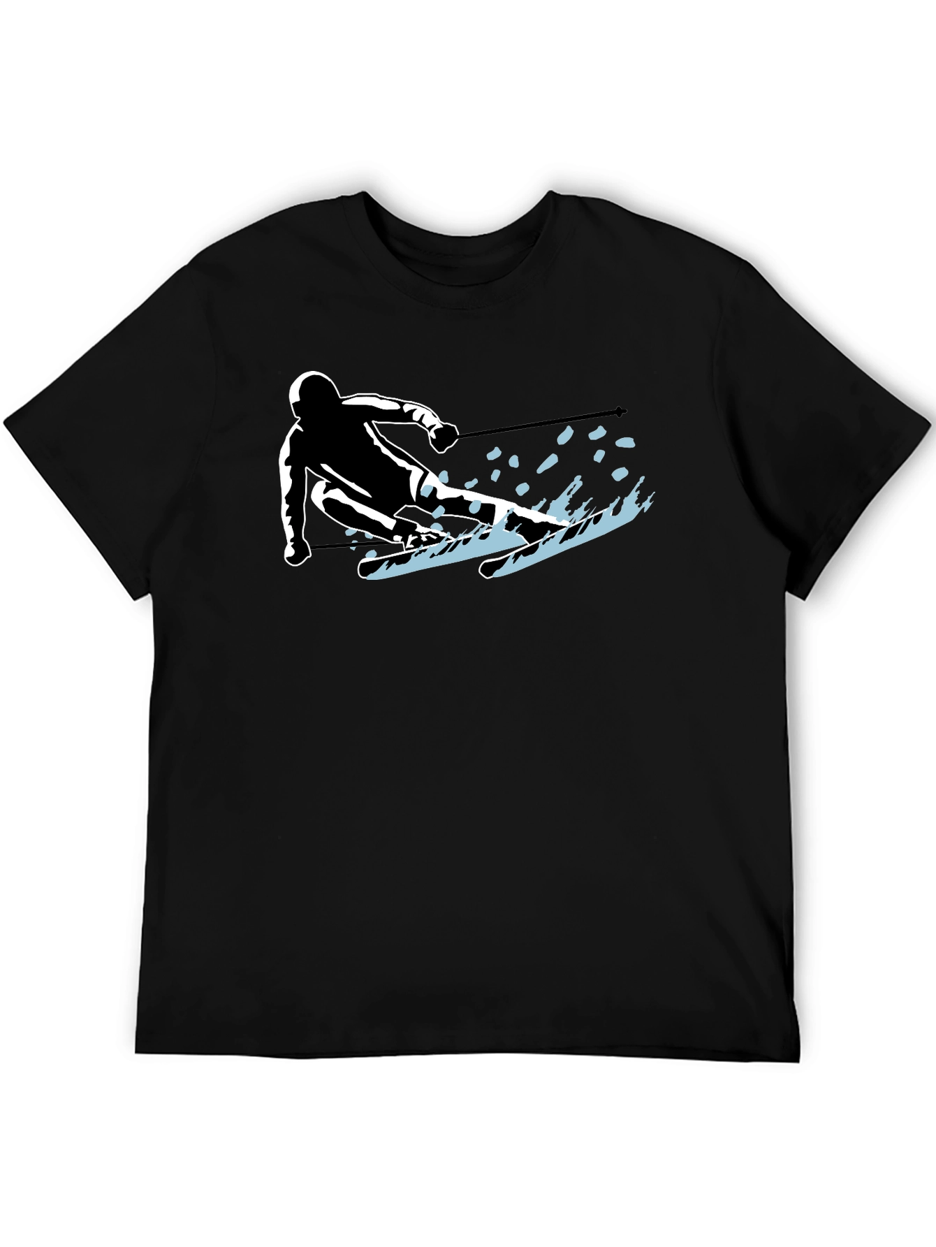 Skiing Silhouette Graphic Tee - Sporty Black T-Shirt