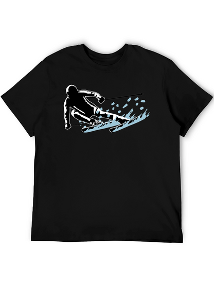 Skiing Silhouette Graphic Tee - Sporty Black T-Shirt