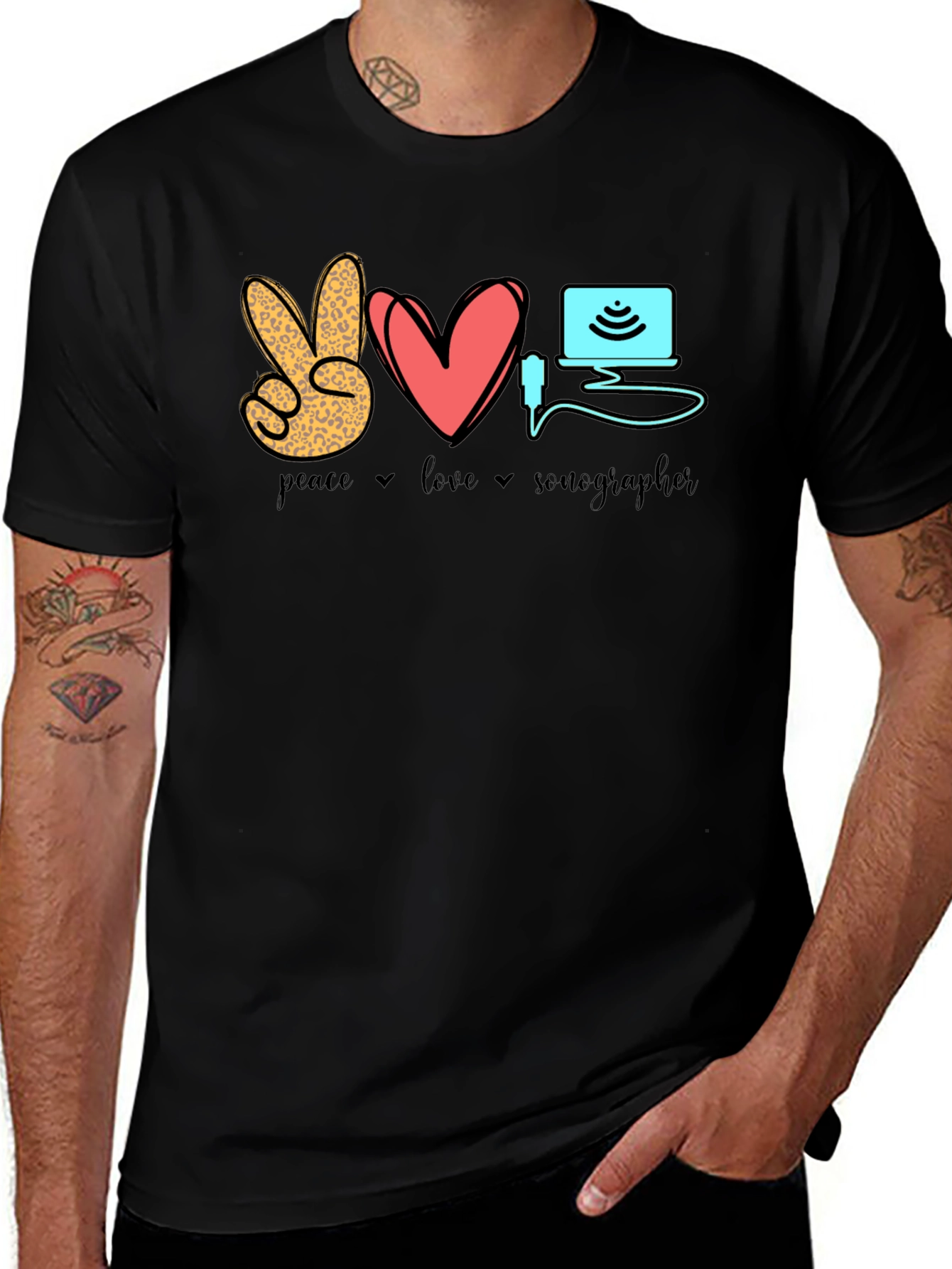Peace Love Sonographer T-Shirt - Medical Ultrasound Tee