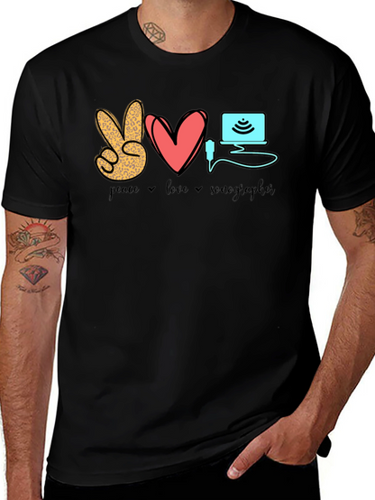 Peace Love Sonographer T-Shirt - Medical Ultrasound Tee