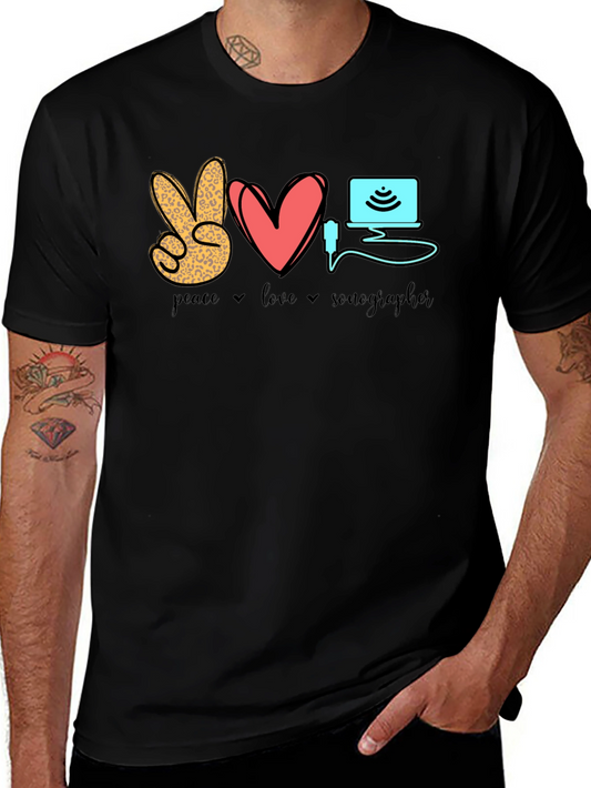 Peace Love Sonographer T-Shirt - Medical Ultrasound Tee
