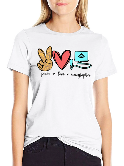 Peace Love Sonographer T-Shirt - Medical Ultrasound Tee