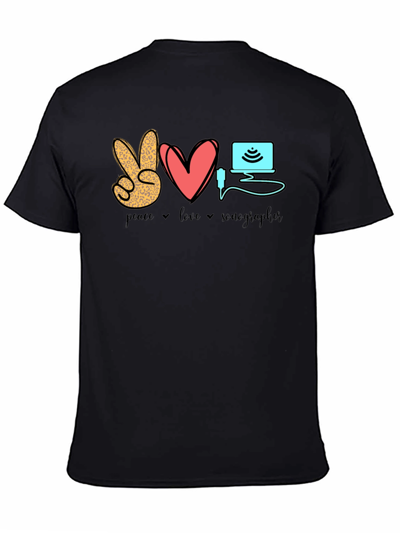 Peace Love Sonographer T-Shirt - Medical Ultrasound Tee