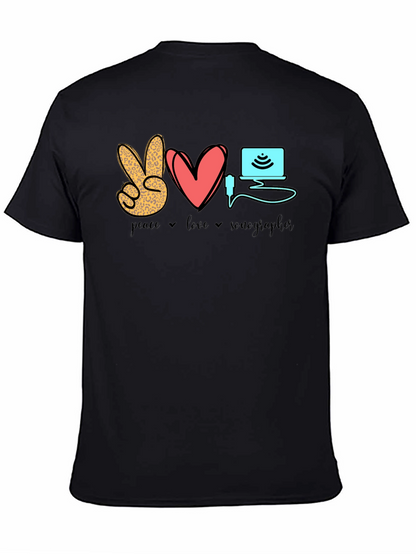 Peace Love Sonographer T-Shirt - Medical Ultrasound Tee