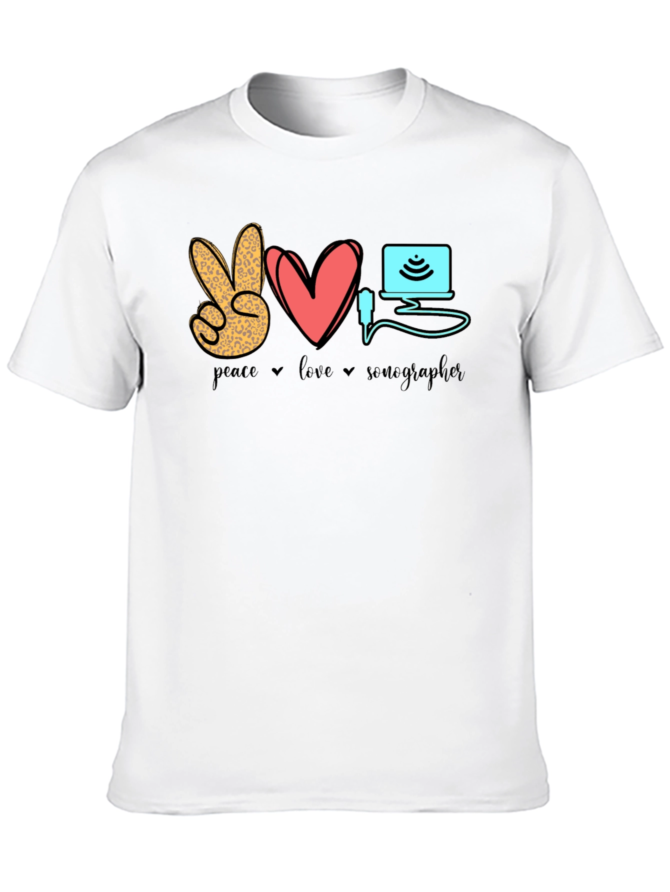 Peace Love Sonographer T-Shirt - Medical Ultrasound Tee