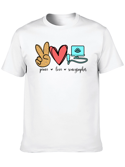 Peace Love Sonographer T-Shirt - Medical Ultrasound Tee
