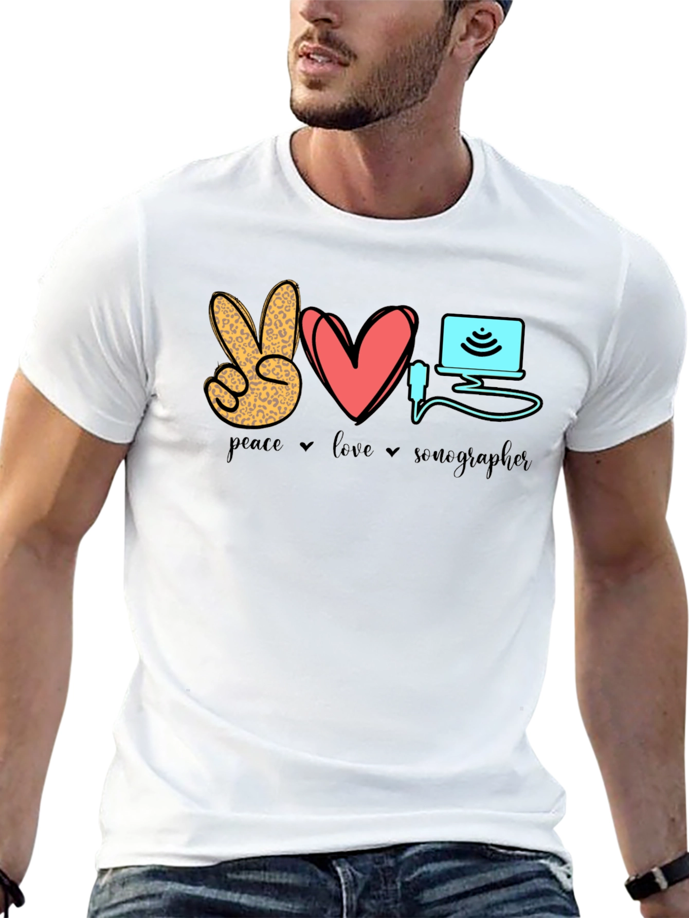 Peace Love Sonographer T-Shirt - Medical Ultrasound Tee