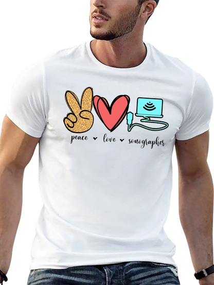 Peace Love Sonographer T-Shirt - Medical Ultrasound Tee