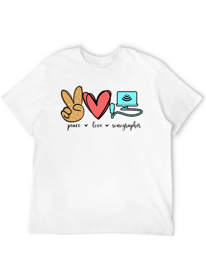 Peace Love Sonographer T-Shirt - Medical Ultrasound Tee