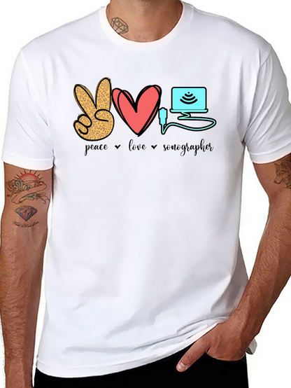 Peace Love Sonographer T-Shirt - Medical Ultrasound Tee