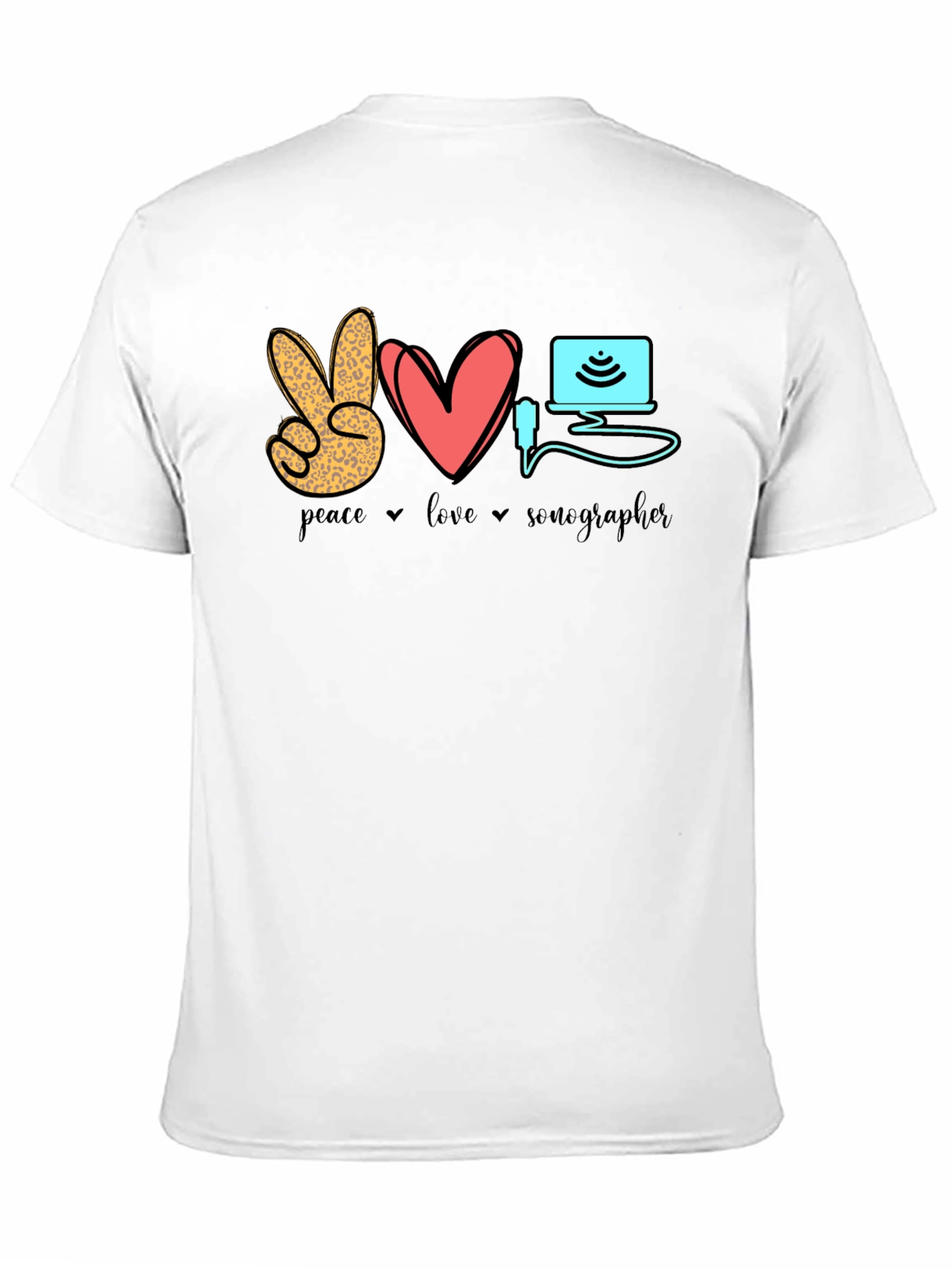 Peace Love Sonographer T-Shirt - Medical Ultrasound Tee