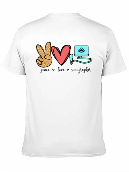Peace Love Sonographer T-Shirt - Medical Ultrasound Tee