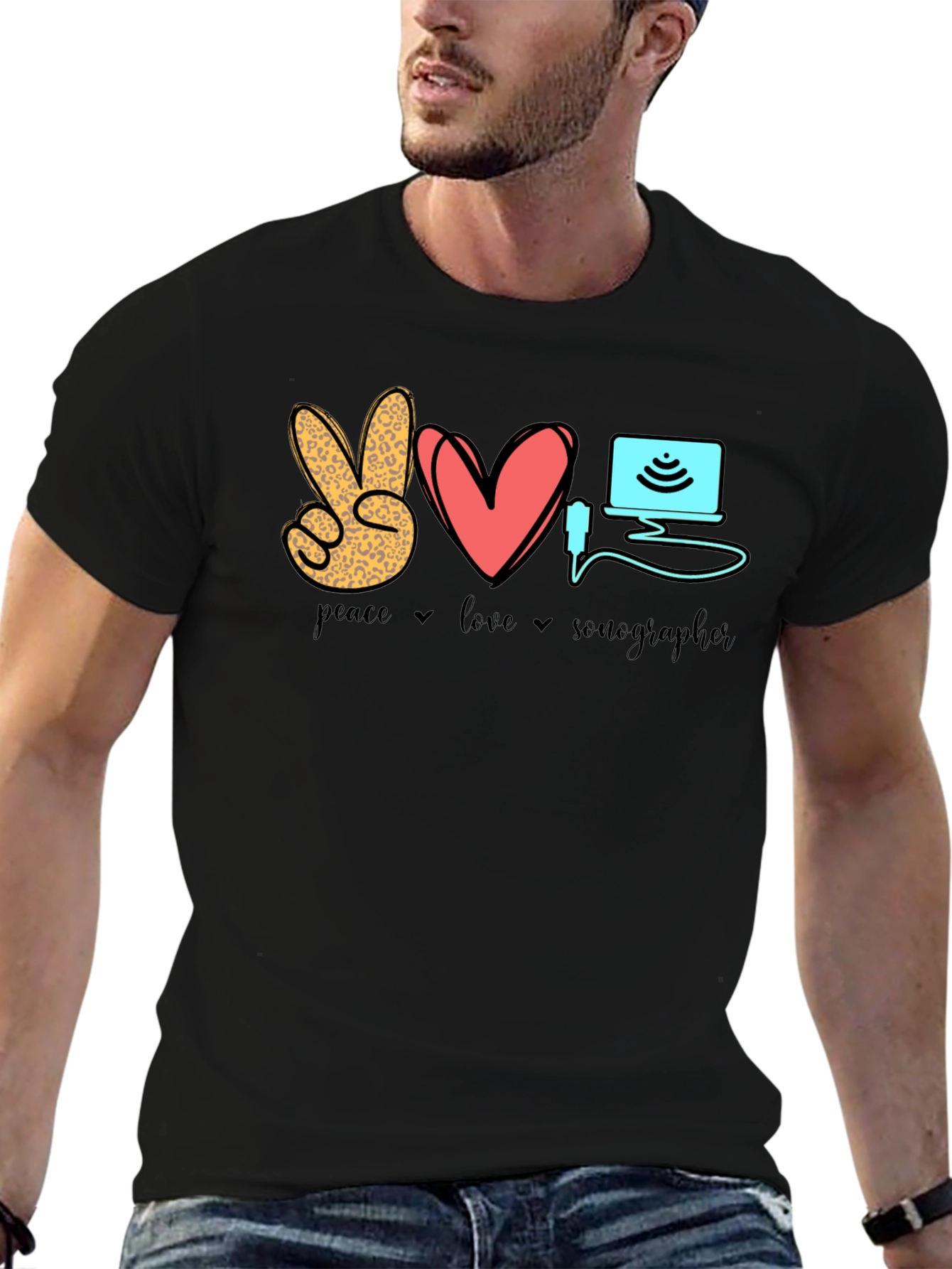 Peace Love Sonographer T-Shirt - Medical Ultrasound Tee