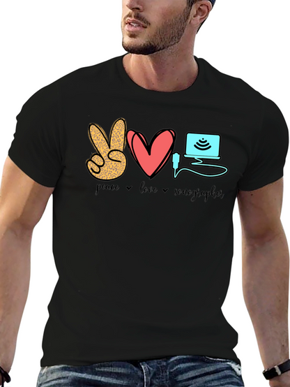 Peace Love Sonographer T-Shirt - Medical Ultrasound Tee