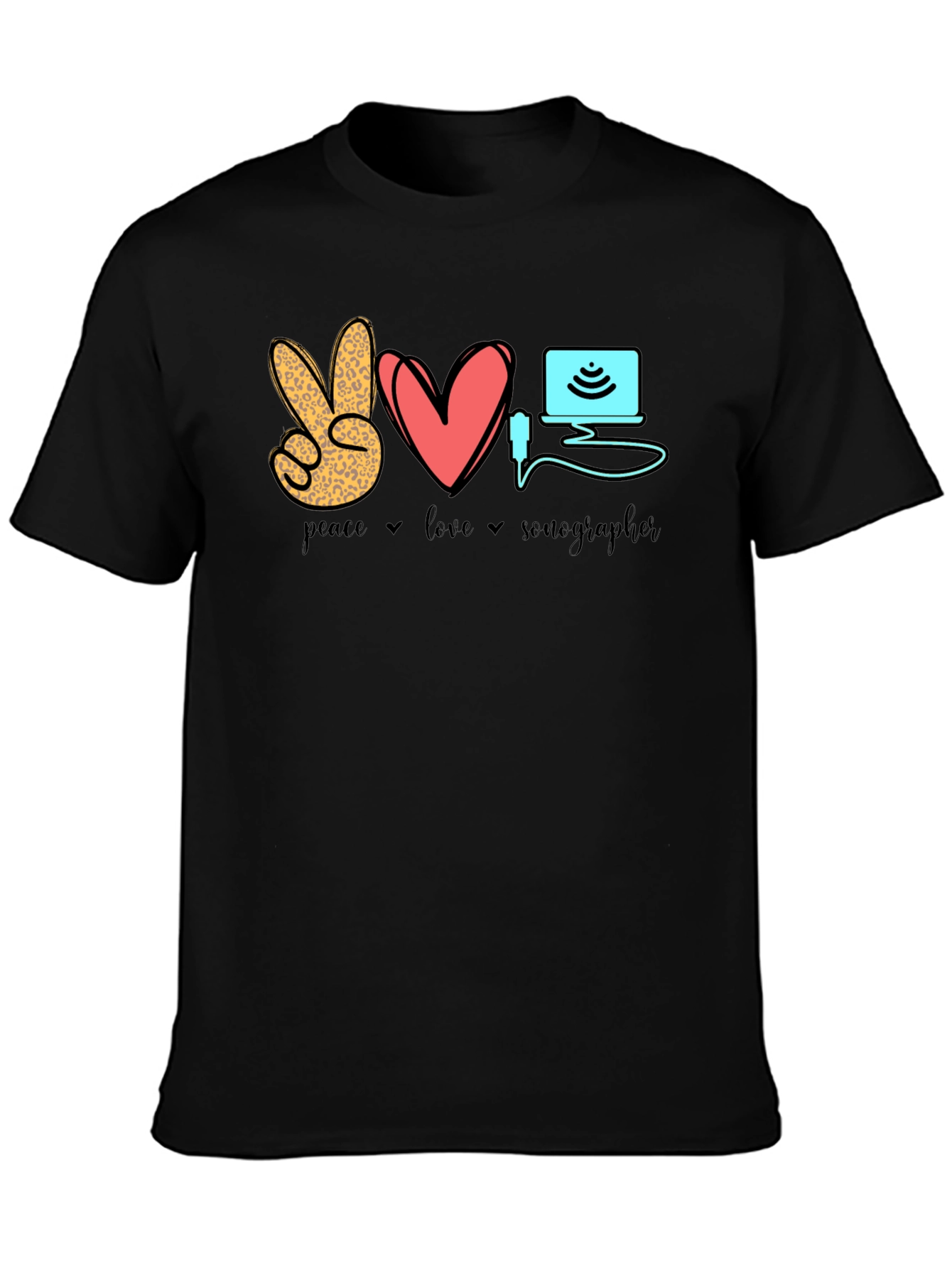 Peace Love Sonographer T-Shirt - Medical Ultrasound Tee
