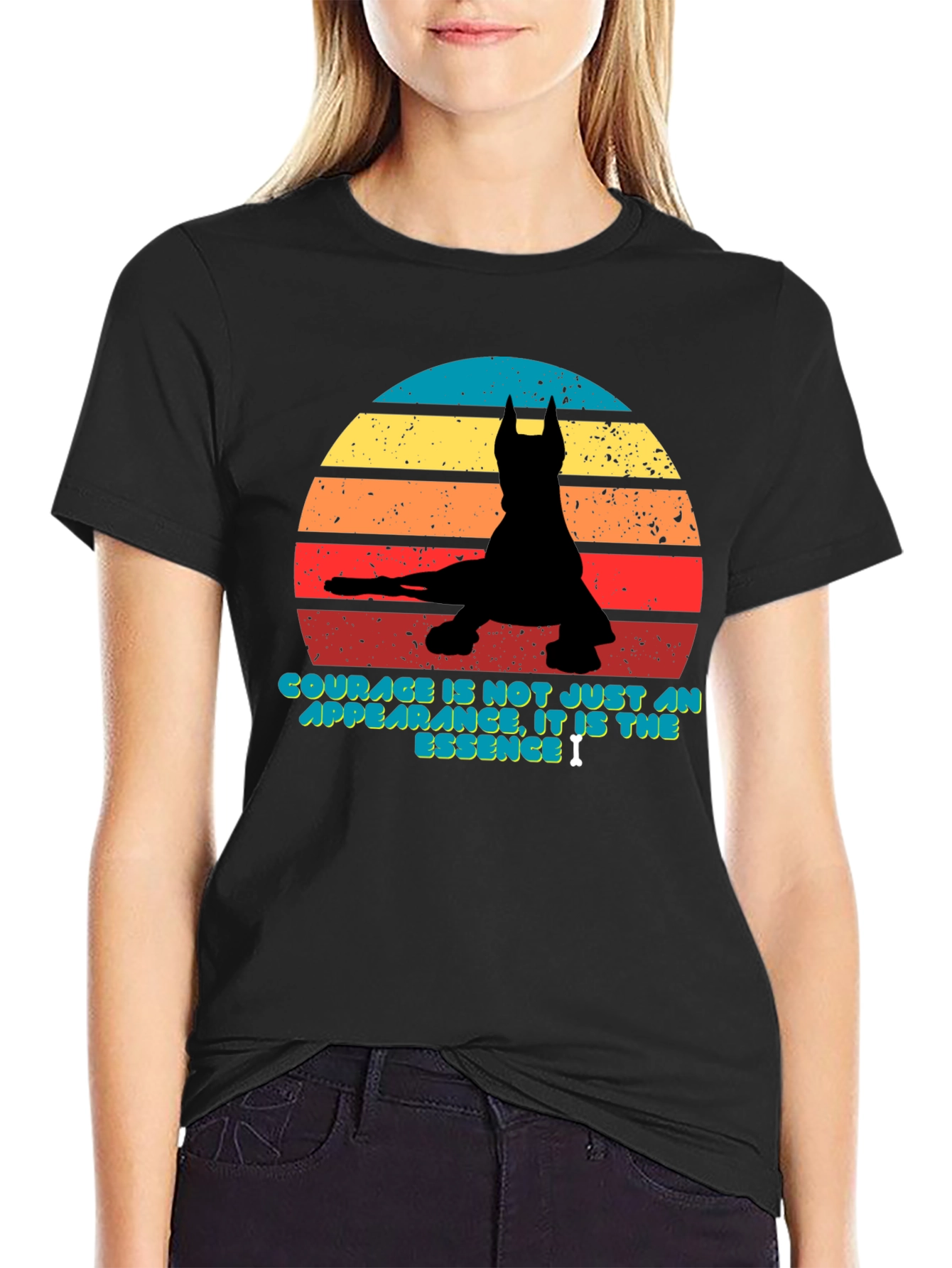 Courage Retro Dog Silhouette T-Shirt