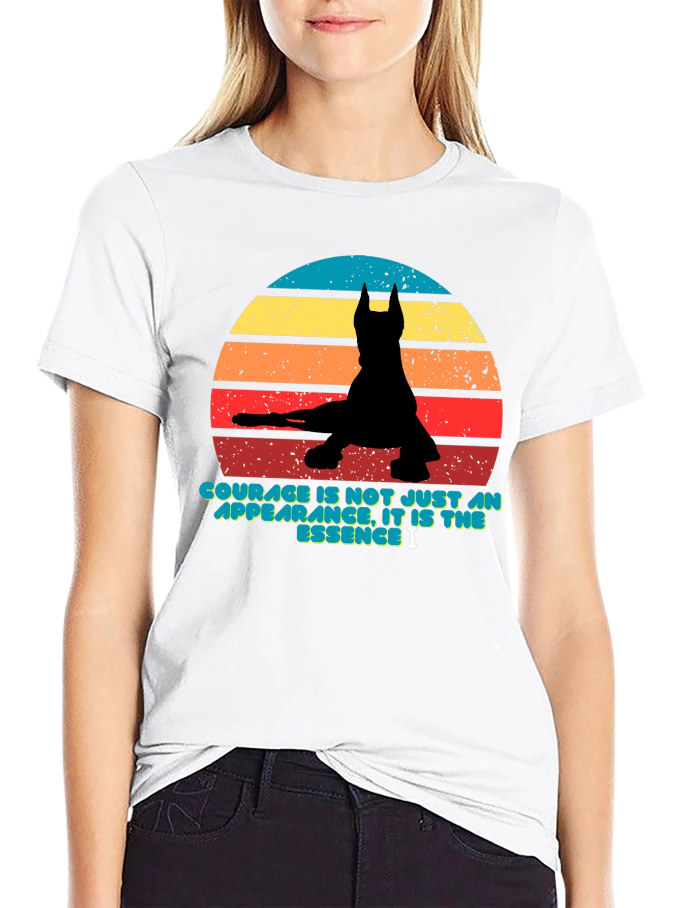 Courage Retro Dog Silhouette T-Shirt